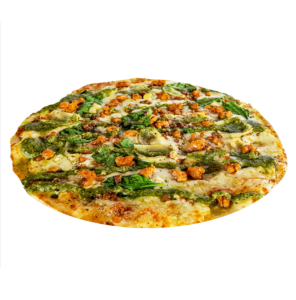 thin crust pizza with pesto